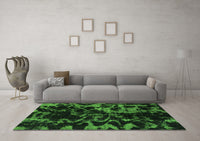 Machine Washable Abstract Green Modern Rug, wshabs1156grn