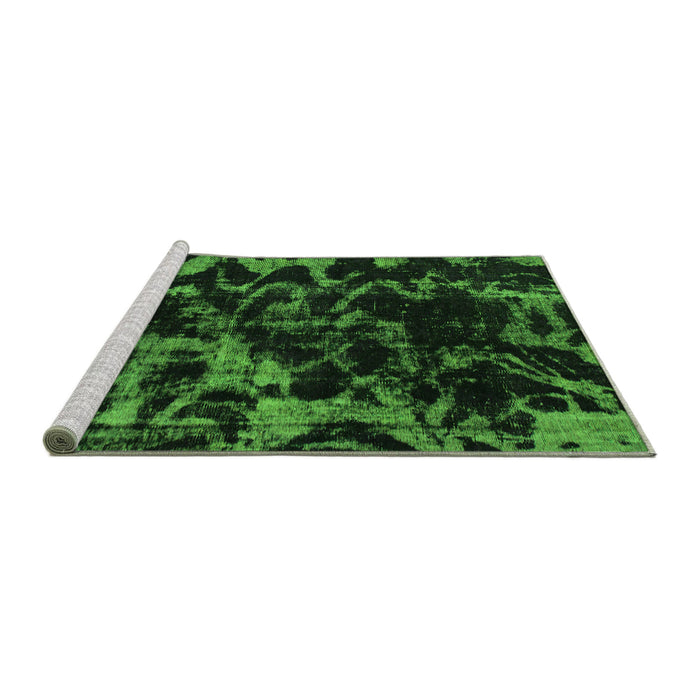 Sideview of Machine Washable Abstract Green Modern Area Rugs, wshabs1156grn