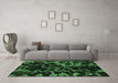 Machine Washable Abstract Emerald Green Modern Area Rugs in a Living Room,, wshabs1156emgrn