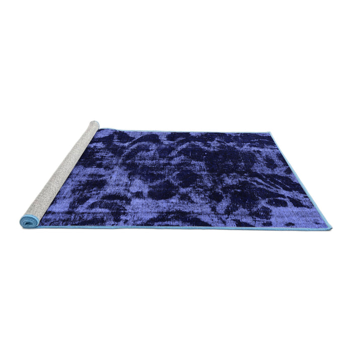 Sideview of Machine Washable Abstract Blue Modern Rug, wshabs1156blu