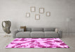 Machine Washable Abstract Pink Modern Rug in a Living Room, wshabs1157pnk