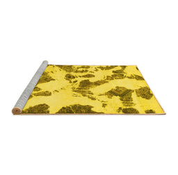 Sideview of Machine Washable Abstract Yellow Modern Rug, wshabs1157yw