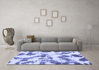 Machine Washable Abstract Blue Modern Rug, wshabs1157blu