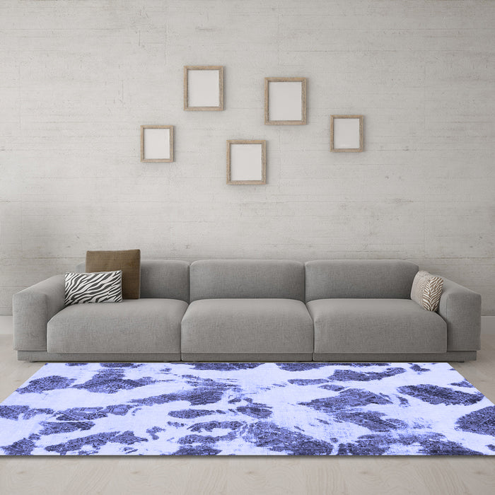Machine Washable Abstract Blue Modern Rug in a Living Room, wshabs1157blu