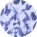 Round Machine Washable Abstract Blue Modern Rug, wshabs1157blu