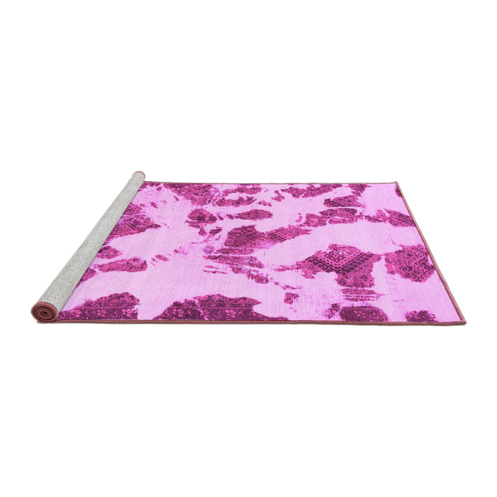Sideview of Machine Washable Abstract Pink Modern Rug, wshabs1157pnk