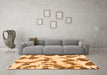 Machine Washable Abstract Orange Modern Area Rugs in a Living Room, wshabs1157org