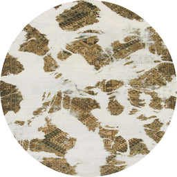 Round Machine Washable Abstract Dark Gold Brown Rug, wshabs1157