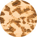 Round Machine Washable Abstract Orange Modern Area Rugs, wshabs1157org