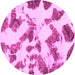 Round Machine Washable Abstract Pink Modern Rug, wshabs1157pnk