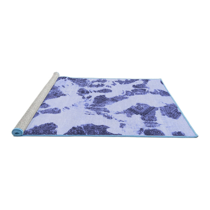 Sideview of Machine Washable Abstract Blue Modern Rug, wshabs1157blu