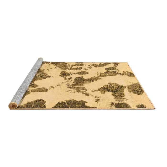 Sideview of Machine Washable Abstract Brown Modern Rug, wshabs1157brn