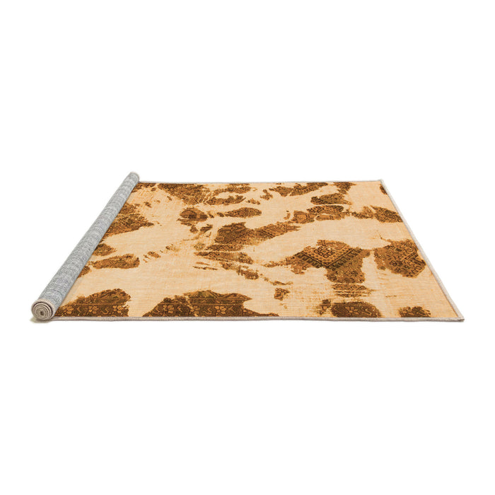 Sideview of Machine Washable Abstract Orange Modern Area Rugs, wshabs1157org
