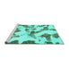 Sideview of Machine Washable Abstract Turquoise Modern Area Rugs, wshabs1157turq