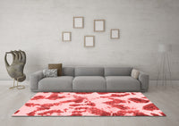 Machine Washable Abstract Red Modern Rug, wshabs1157red