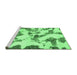 Sideview of Machine Washable Abstract Emerald Green Modern Area Rugs, wshabs1157emgrn