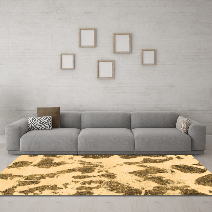 Machine Washable Abstract Brown Modern Rug in a Living Room,, wshabs1157brn