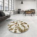 Abstract Dark Gold Brown Modern Rug in a Kitchen, abs1157