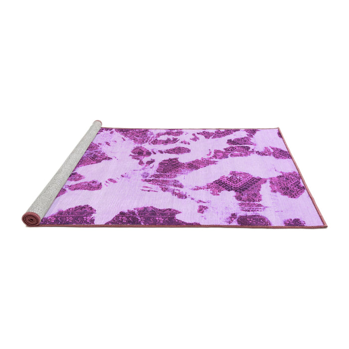 Sideview of Machine Washable Abstract Purple Modern Area Rugs, wshabs1157pur