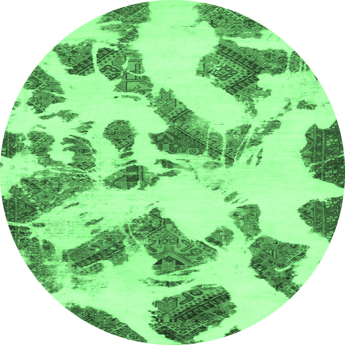 Round Abstract Emerald Green Modern Rug, abs1157emgrn