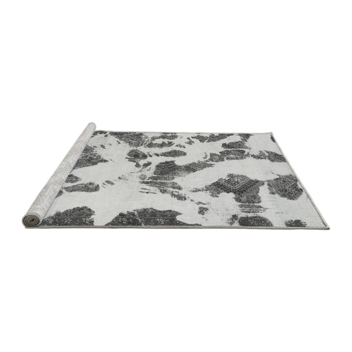 Sideview of Machine Washable Abstract Gray Modern Rug, wshabs1157gry