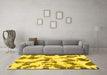 Machine Washable Abstract Yellow Modern Rug in a Living Room, wshabs1157yw