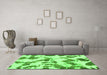 Machine Washable Abstract Green Modern Area Rugs in a Living Room,, wshabs1157grn