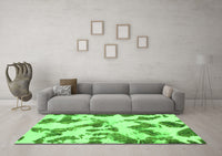 Machine Washable Abstract Green Modern Rug, wshabs1157grn