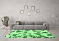 Machine Washable Abstract Emerald Green Modern Rug, wshabs1157emgrn