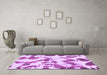 Machine Washable Abstract Purple Modern Area Rugs in a Living Room, wshabs1157pur