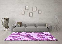 Machine Washable Abstract Purple Modern Area Rugs in a Living Room, wshabs1157pur