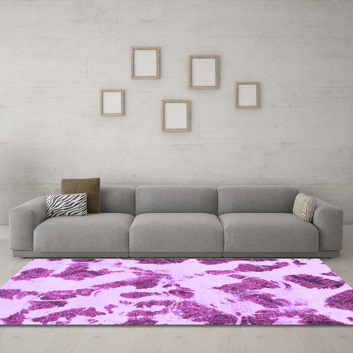 Machine Washable Abstract Purple Modern Area Rugs in a Living Room, wshabs1157pur