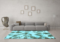 Machine Washable Abstract Light Blue Modern Rug, wshabs1157lblu