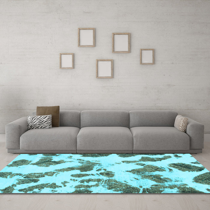 Machine Washable Abstract Light Blue Modern Rug in a Living Room, wshabs1157lblu