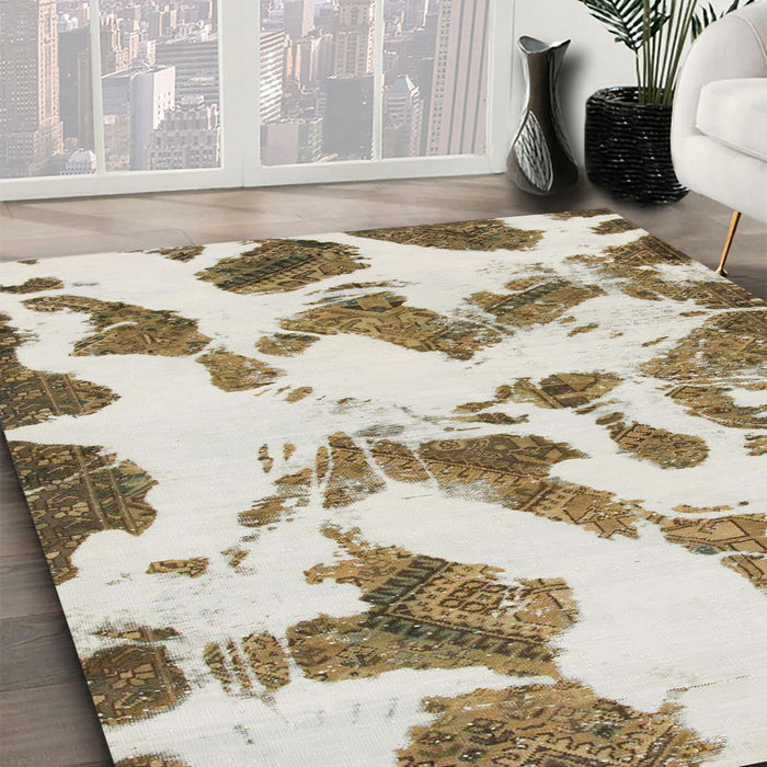 Machine Washable Abstract Dark Gold Brown Rug in a Family Room, wshabs1157