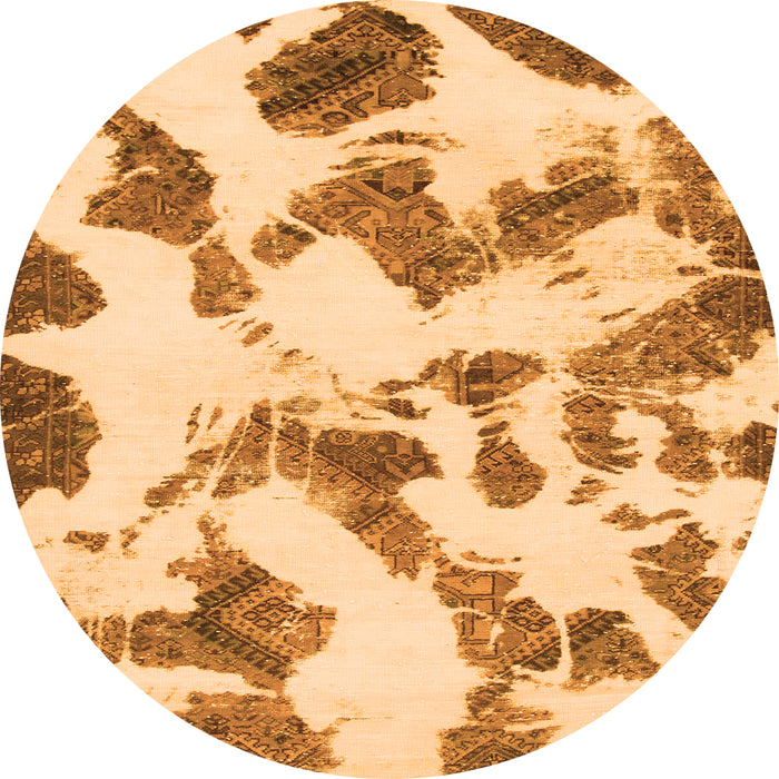 Round Abstract Orange Modern Rug, abs1157org