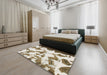 Machine Washable Abstract Dark Gold Brown Rug in a Bedroom, wshabs1157