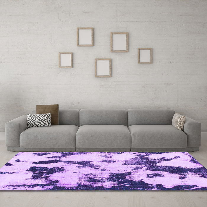 Machine Washable Abstract Purple Modern Area Rugs in a Living Room, wshabs1158pur