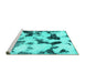 Sideview of Machine Washable Abstract Turquoise Modern Area Rugs, wshabs1158turq