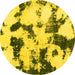 Round Machine Washable Abstract Yellow Modern Rug, wshabs1158yw