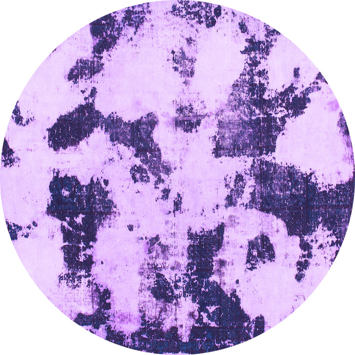 Round Abstract Purple Modern Rug, abs1158pur