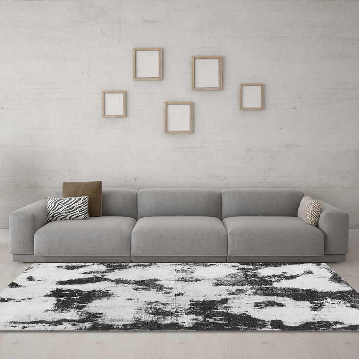 Machine Washable Abstract Gray Modern Rug in a Living Room,, wshabs1158gry