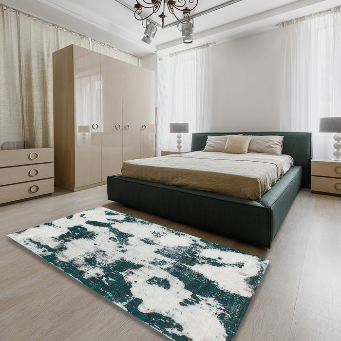 Round Abstract Light Gray Modern Rug in a Office, abs1158