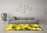 Machine Washable Abstract Yellow Modern Rug, wshabs1158yw