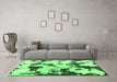 Machine Washable Abstract Emerald Green Modern Area Rugs in a Living Room,, wshabs1158emgrn