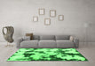 Machine Washable Abstract Green Modern Area Rugs in a Living Room,, wshabs1158grn