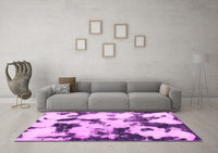 Machine Washable Abstract Pink Modern Rug, wshabs1158pnk