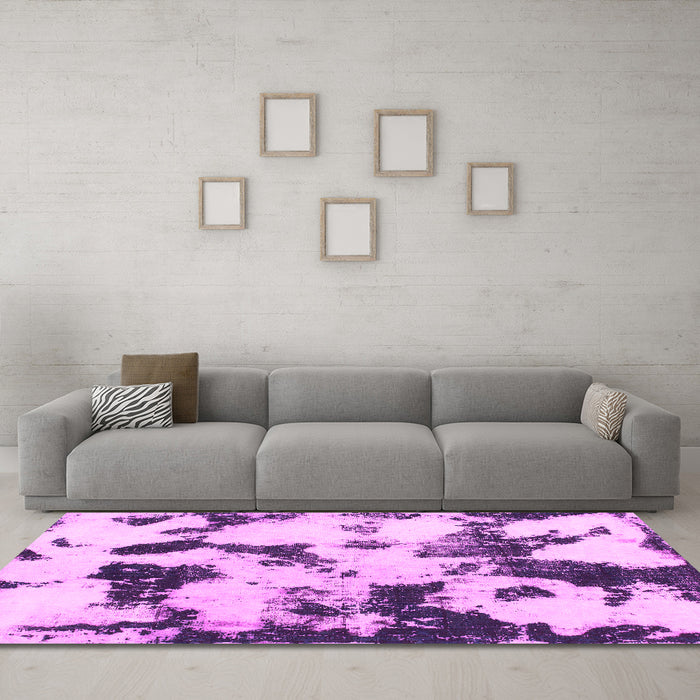 Machine Washable Abstract Pink Modern Rug in a Living Room, wshabs1158pnk
