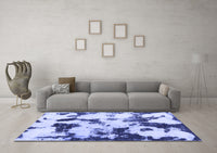 Machine Washable Abstract Blue Modern Rug, wshabs1158blu