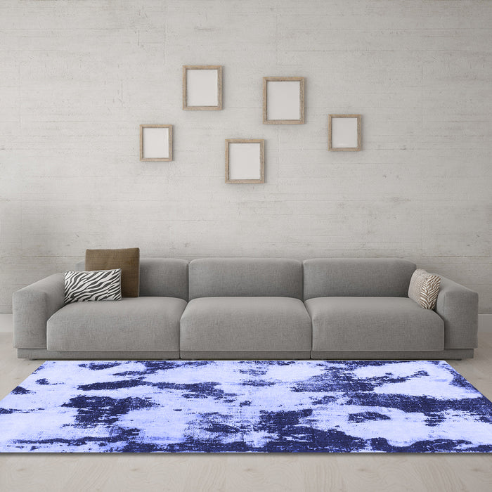 Machine Washable Abstract Blue Modern Rug in a Living Room, wshabs1158blu